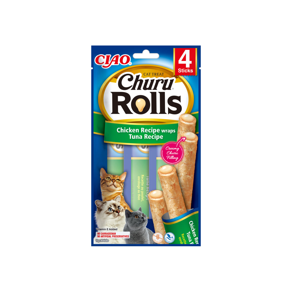 Cat Rolls Chicken wraps Tuna 4x10g